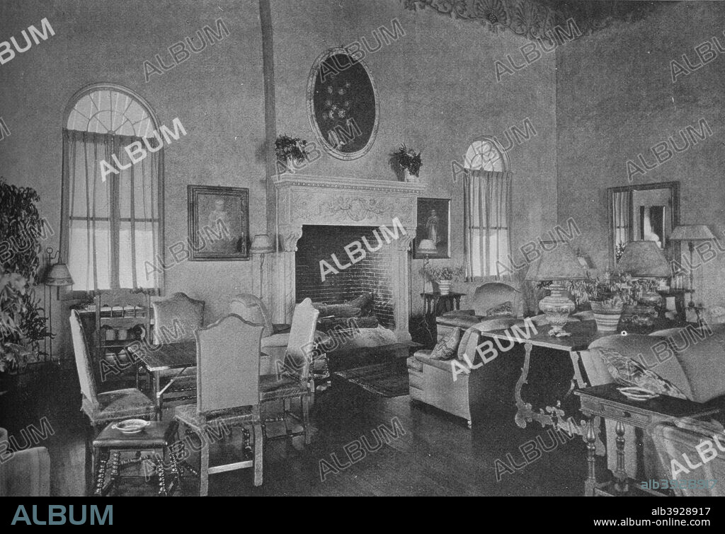 Living room, Gulf Stream Golf Club, Palm Beach, Florida, 1925. From The Architectural Forum Volume XLII. [Rogers and Manson, New York, 1925].