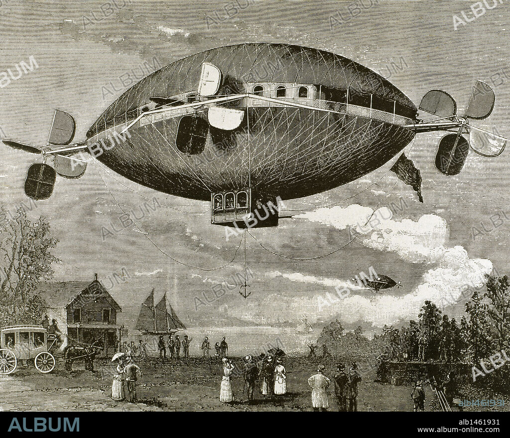 Aerostat. Engraving in "The Illustration", 1887.
