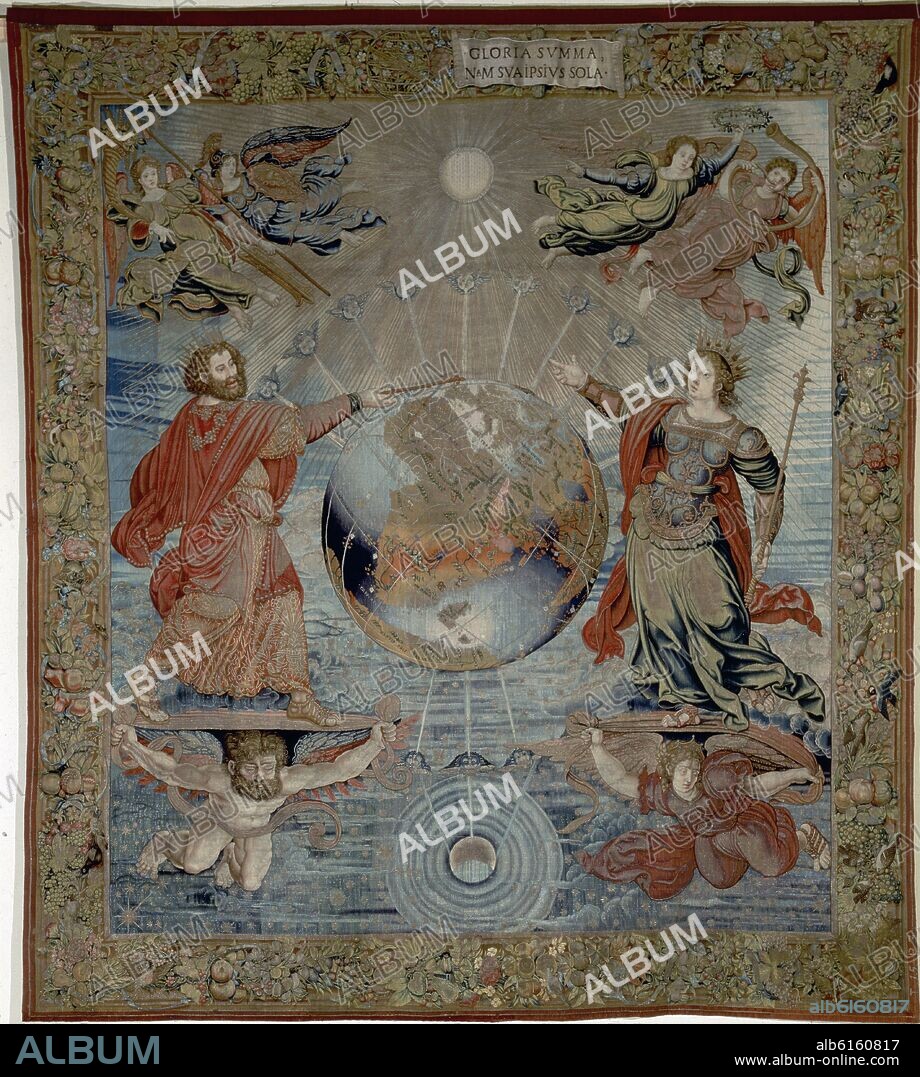 GEORG WEZELER. TAPIZ SERIE ESFERAS CELESTES - LA TIERRA BAJO PROTECCION DE JUPITER Y JUNO - 1520.