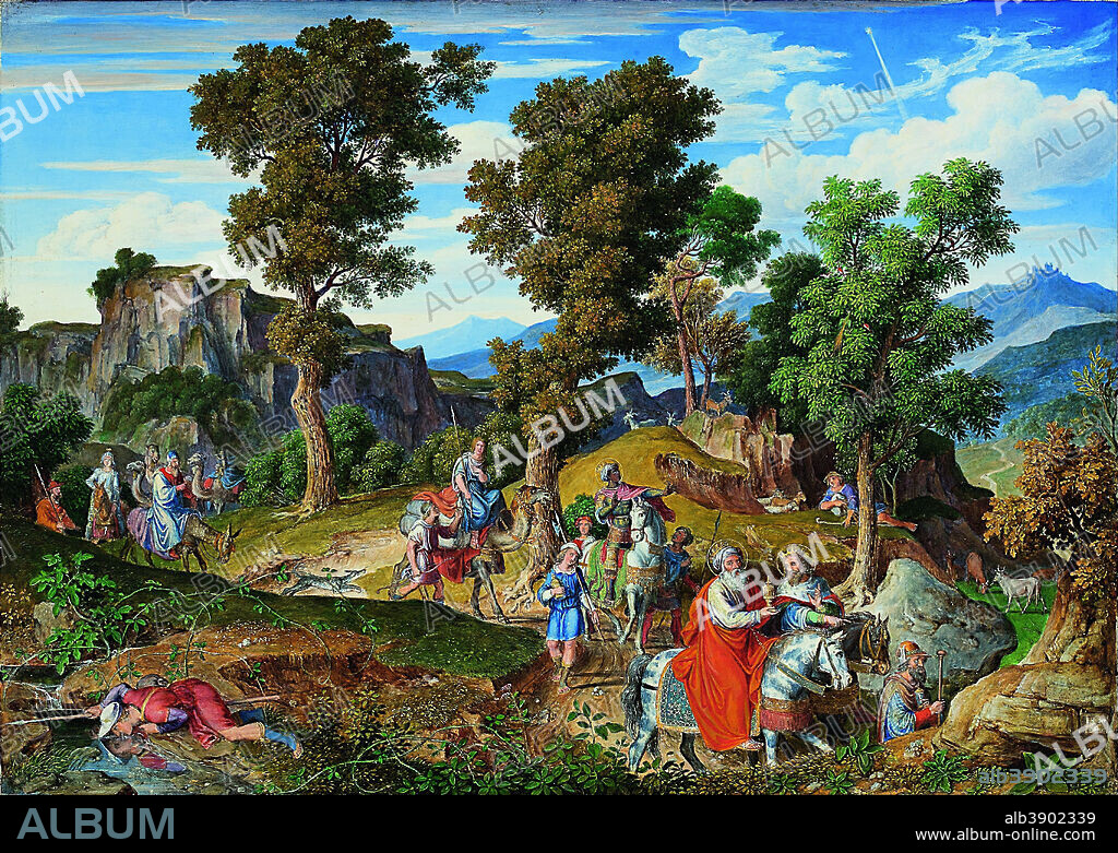 JOSEPH ANTON KOCH. Serpentara Landscape with the Procession of the Magi. Date/Period: 1820. Oil on oak. Oil on oak. Height: 35.5 cm (13.9 in); Width: 49.4 cm (19.4 in).