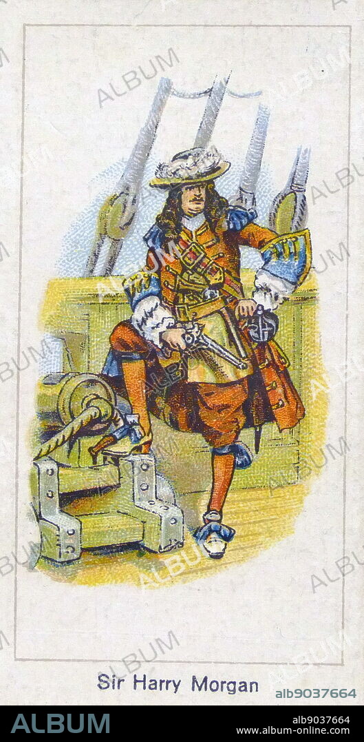 London Cigarette Card Company card 1924 depicting: Sir Henry Morgan ( c. 1635 1688) Welsh privateer (Pirate), landowner and, later, Lieutenant Governor of Jamaica.