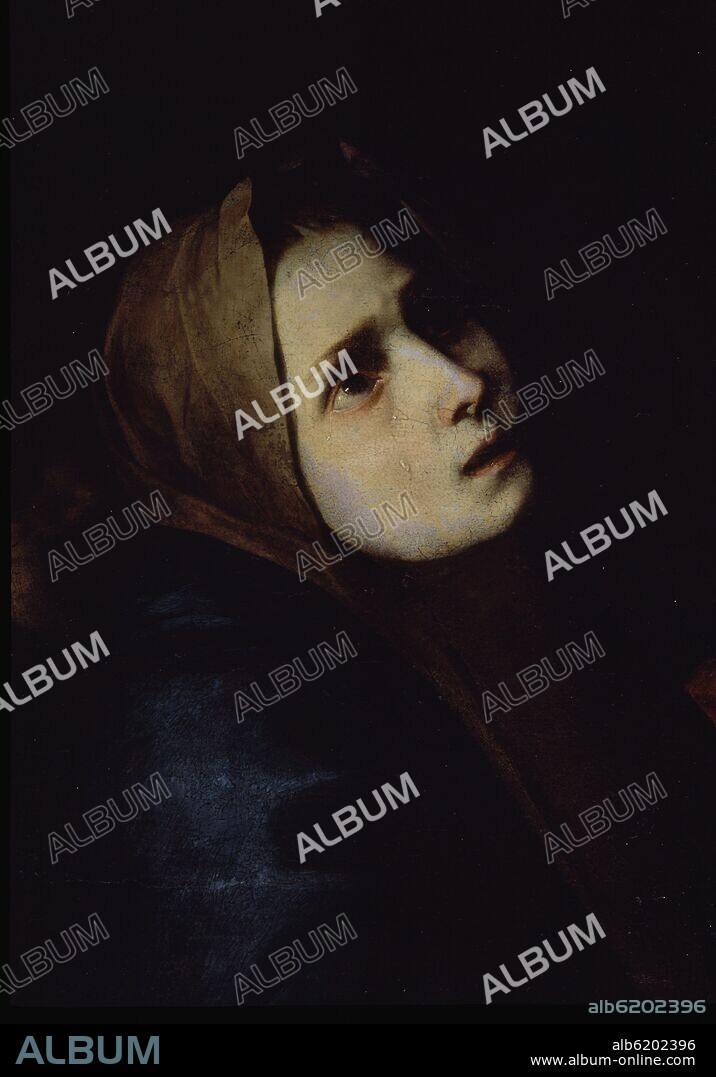 JOSÉ DE RIBERA. CALVARIO - DETALLE DE LA CARA DE LA VIRGEN - 1618 - BARROCO ESPAÑOL - CONJUNTO 83020.
