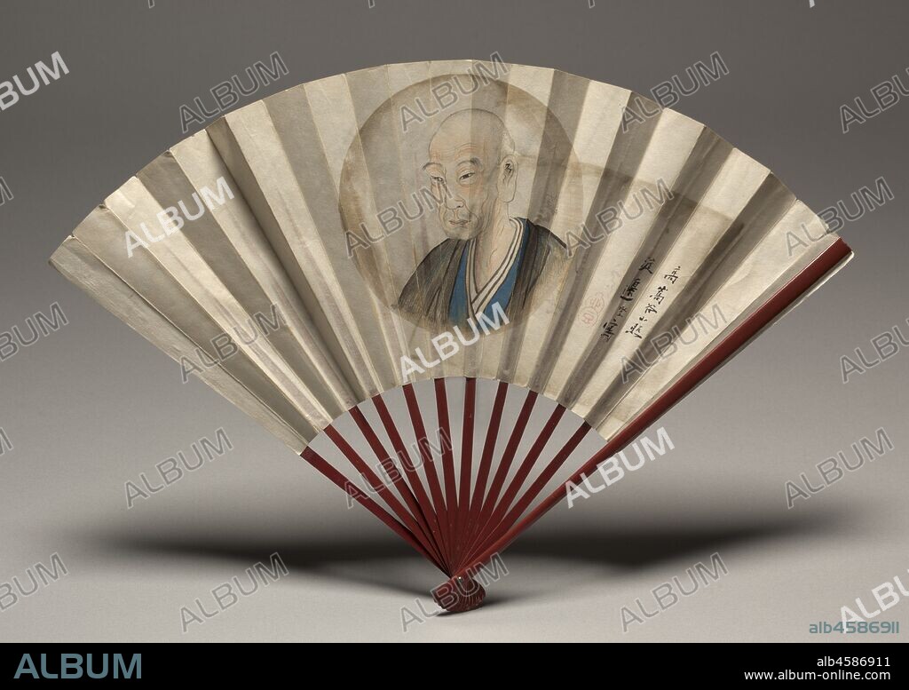 Portrait of Ko Sukoku, possibly 1817. Master of portraiture Watanabe Kazan?s memorial fan painting of the artist Ko Sukoku (1730-1804) features a variant on one of the deceased?s poems by painter Tani Buncho on the reverse. The short, unorthodox or comic poem ( haikai ) reads:  The grave is readied / and the sake warmed. / Oh, the cold!    Kazan was a disciple of Tani Buncho, one of the most prominent painters of his day. The two first met in 1817, the year of the 13th anniversary of Ko Sukoku?s death. In Japanese Buddhist practice, the 13th death anniversary requires special memorial services, so it has been speculated that the two collaborated on the fan at that time. Many painters and print designers of the Edo period socialized with one another through poetry circles where linked verse poems ( renga ) and haikai were composed.