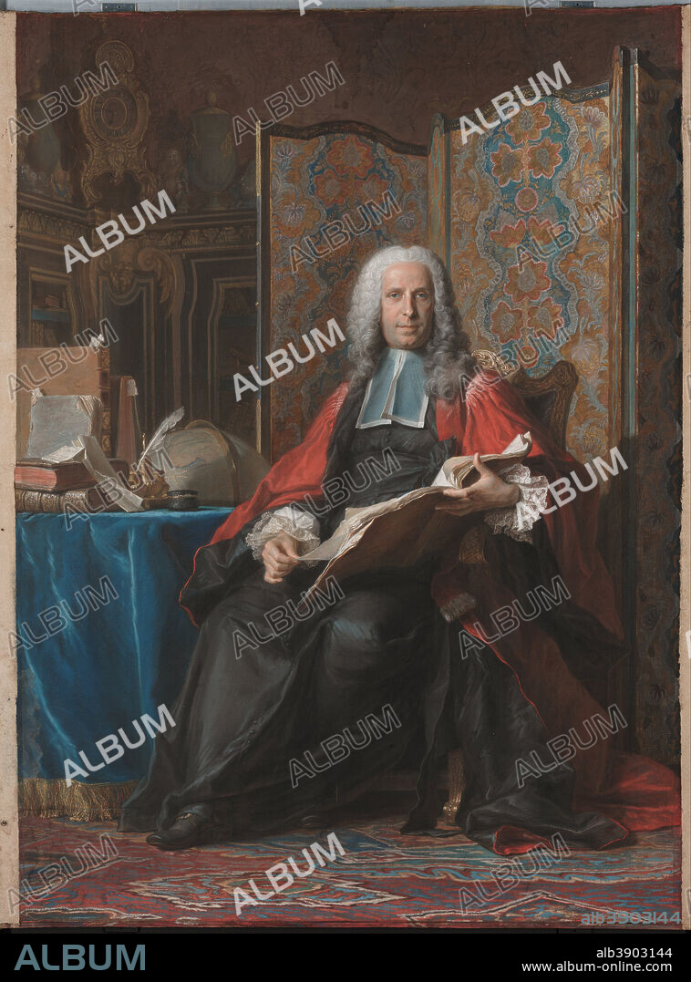 MAURICE-QUENTIN DE LA TOUR. Portrait of Gabriel Bernard de Rieux. Date/Period: 1739 - 1741. Drawing. Pastel and gouache on paper mounted on canvas. Height: 2,007 mm (79.01 in); Width: 1,499 mm (59.01 in).