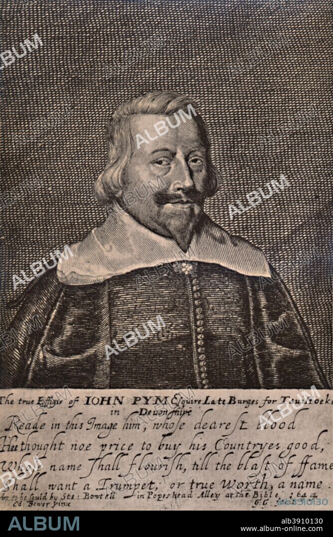 John Pym (1584-1643), English Parliamentarian politician, c1644 (1894). One of the 'Five Members' whose attempted arrest by King Charles I sparked the beginning of the English Civil War. From A Collection of Engraved Portraits (Further Selection) Exhibited by the Late James Anderson Rose, at the Opening of the New Library and Museum of the Corporation of London, November 1872, Vol. II. [Marcus Ward & Co, Limited, London, 1894].
