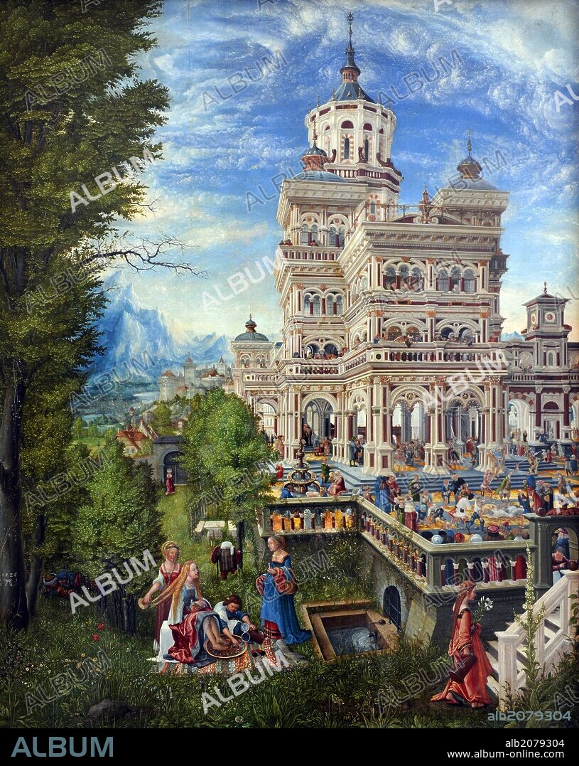 ARTE RENACIMIENTO. ALEMANIA. Albrecht Altdorfer (1480-1538). Pintor y grabador alemán del Renacimiento. Se le considera el mayor representante de la Escuela del Danubio. "El baño de Susana y la lapidación del viejo", 1526. Oleo sobre madera. Alte Pinakothek (Pinacoteca Antigua). Munich. Alemania. Europa.