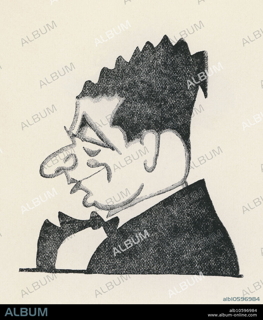 JAUME PASSARELL RIBÓ. Ramon Vinyes Cluet (1882-1952), dramaturgo, poeta y narrador catalán. Caricatura de Jaume Passarell. Año 1930.