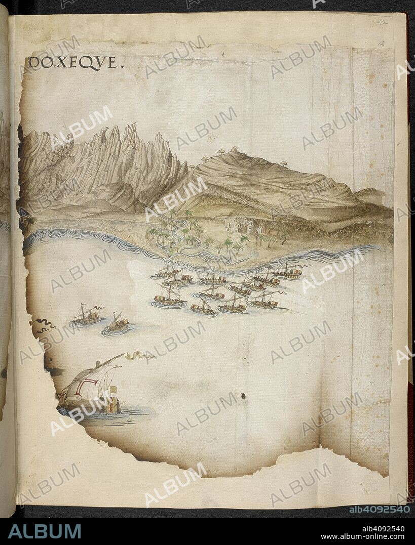 JO? O DE CASTRO. Right view of Aguada, Goa. Itinerary from India to Suez, 1541. Portugal; 1542. Source: Cotton Tiberius D. IX, f.12.
