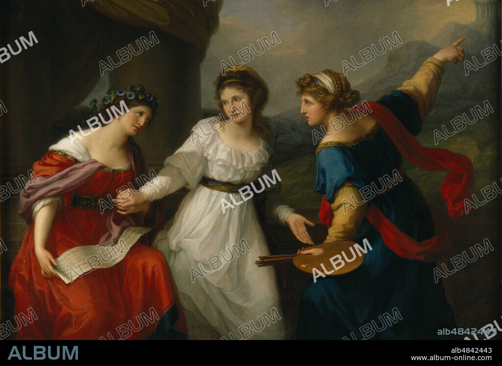 ANGELICA KAUFFMANN. Self-portrait of the Artist hesitating between the Arts of Music and Painting.