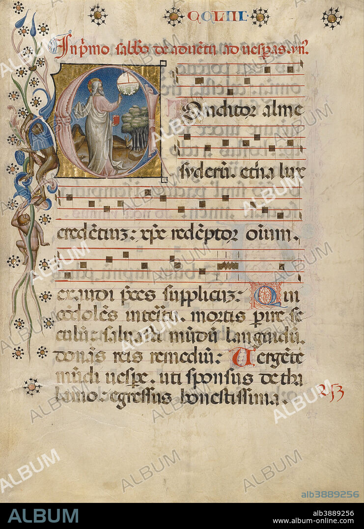 UNKNOWN. Initial C: The Creation of the World. Date/Period: Ca. 1420. Detached leaf. Tempera colors, gold leaf, and ink on parchment. Height: 465 mm (18.30 in); Width: 346 mm (13.62 in).