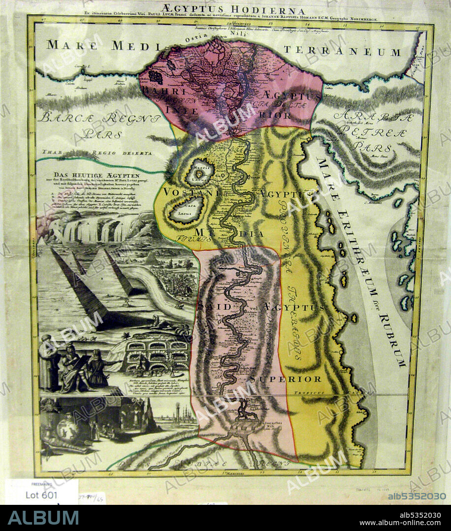 JOHANN BAPTISTA HOMANN. Aegyptus Hodierna, Map of Egypt, ca. 1720.