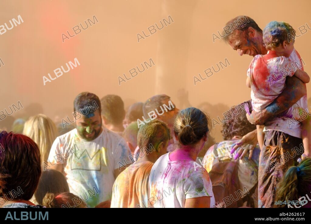 fiesta Holi infantil, Llucmajor, Mallorca, balearic islands, Spain.