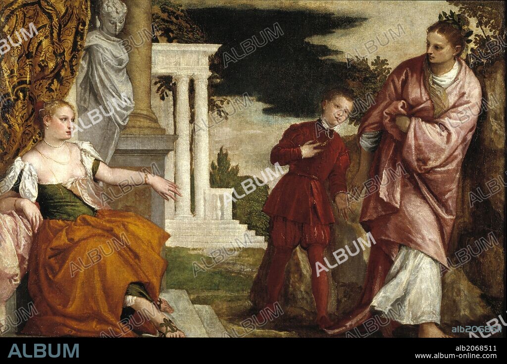 Paolo Veronese / 'El joven entre la Virtud y el Vicio', Hacia 1581, Escuela Italiana, Óleo sobre Lienzo, 102 cm x 153 cm, P00499.