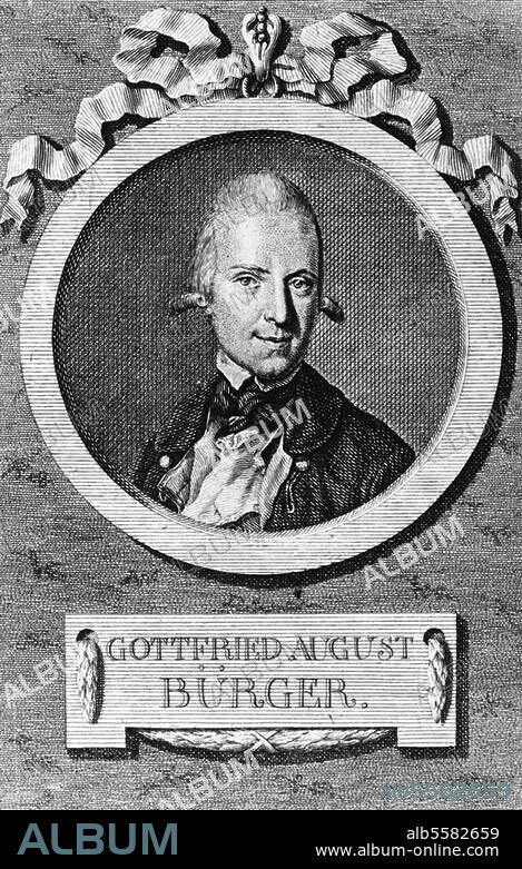 Bürger, Gottfried August Dichter Molmerswende (Unterharz) 31.12.1747 - Göttingen 8.6.1794. Porträt. Kupferstich, 1787, von Johann Konrad Krüger (1733-1791). 15 × 9,5 cm. Berlin, Sammlung Archiv für Kunst und Geschichte.