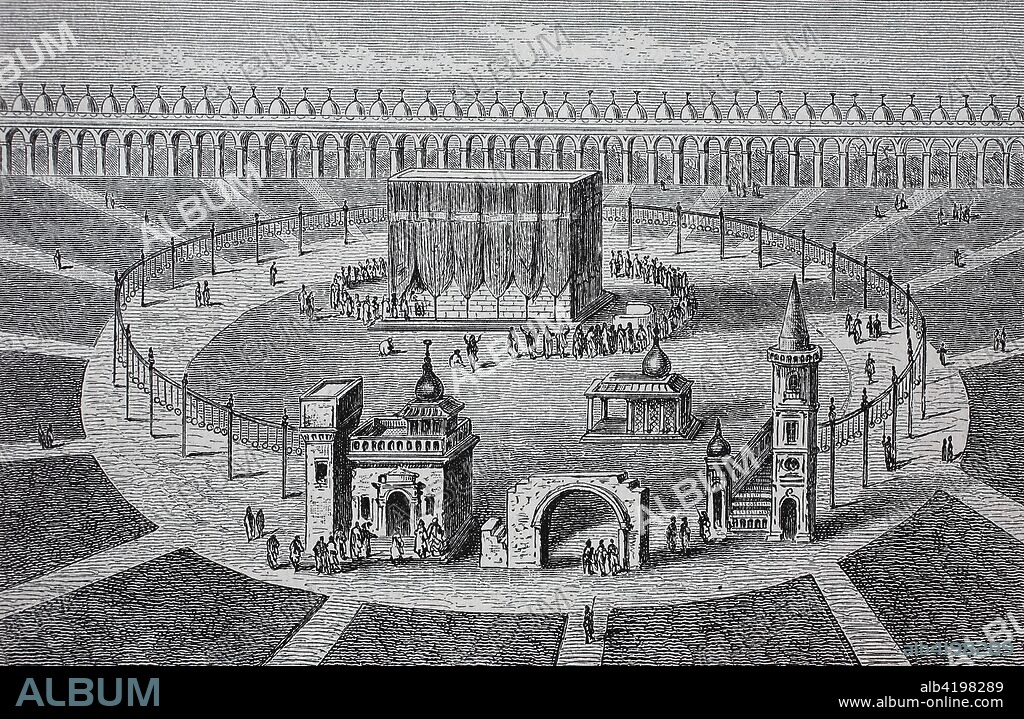 The Kaaba in Mecca in its state 1880, Saudi Arabia, digital improved reproduction of an original print from 1880.