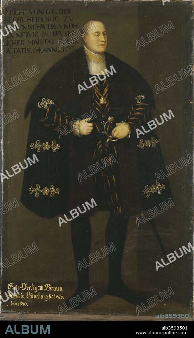 DAVID FRUMERIE. Portrait of Duke Eric I of Brunswick-Lüneburg (1470-1540), Prince of Calenberg-Göttingen.
