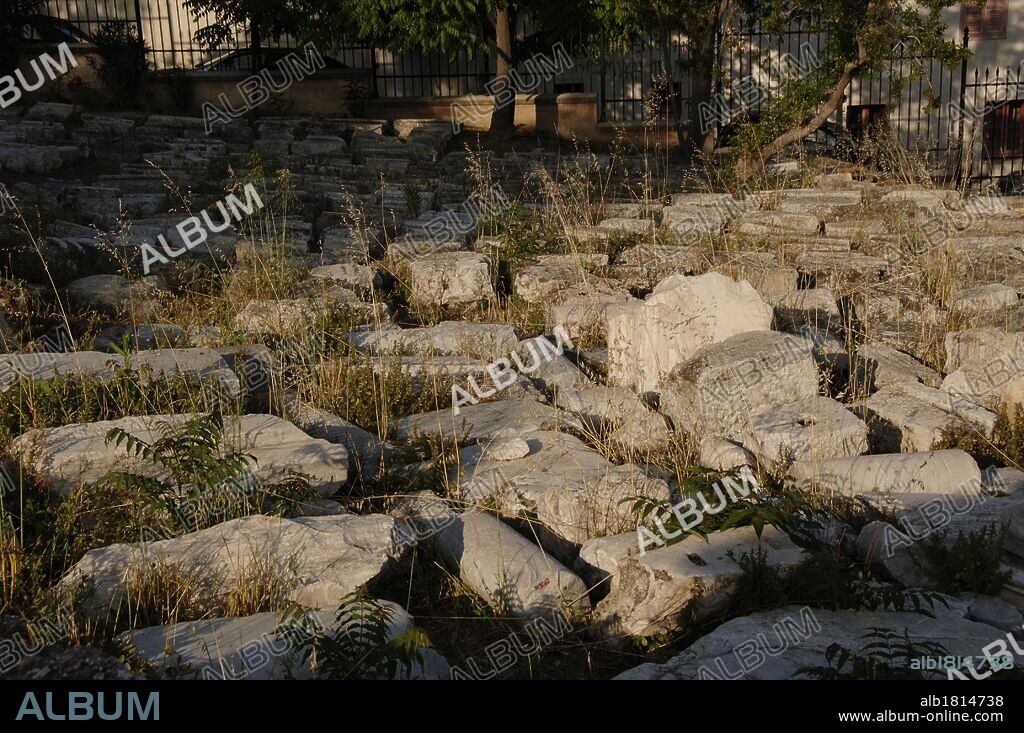 Greece, Athens. Odeon of Pericles. Southeastern foot of the Acropolis, c. 445 BC. Ruins.
