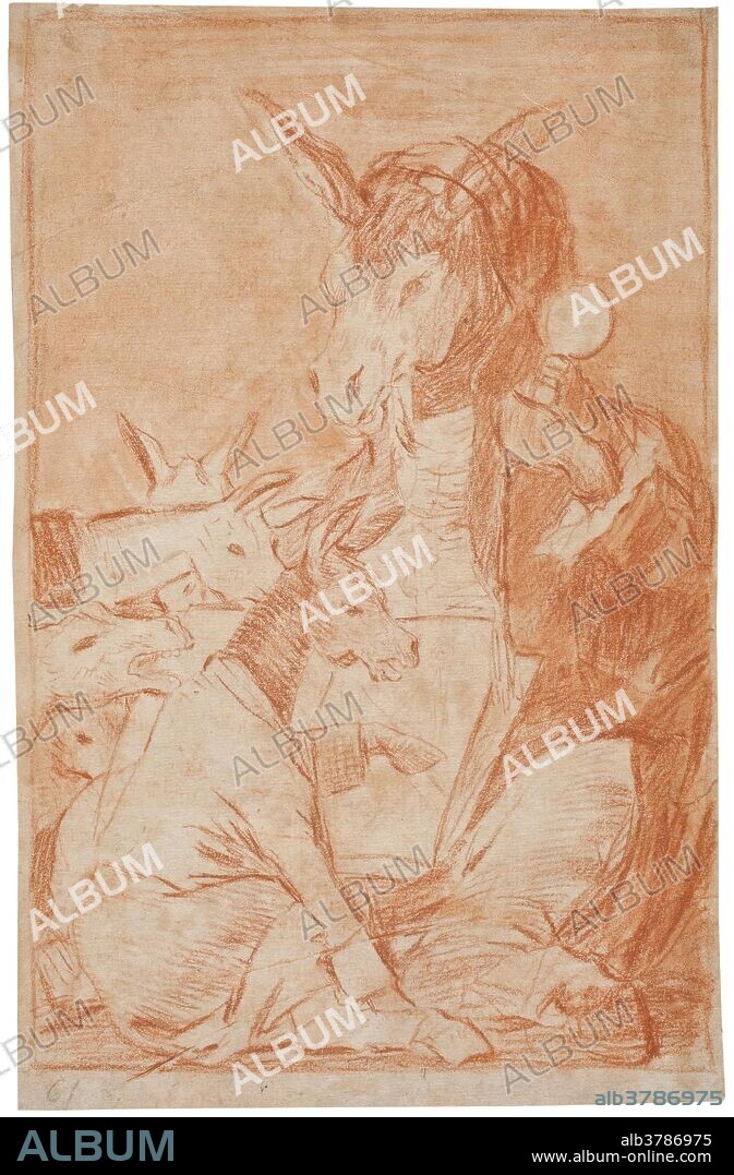 Francisco de Goya y Lucientes / 'Si sabrá mas el discípulo? ( Capricho 37)'. 1797 - 1798. Sanguina sobre papel, 203 x 132 mm.