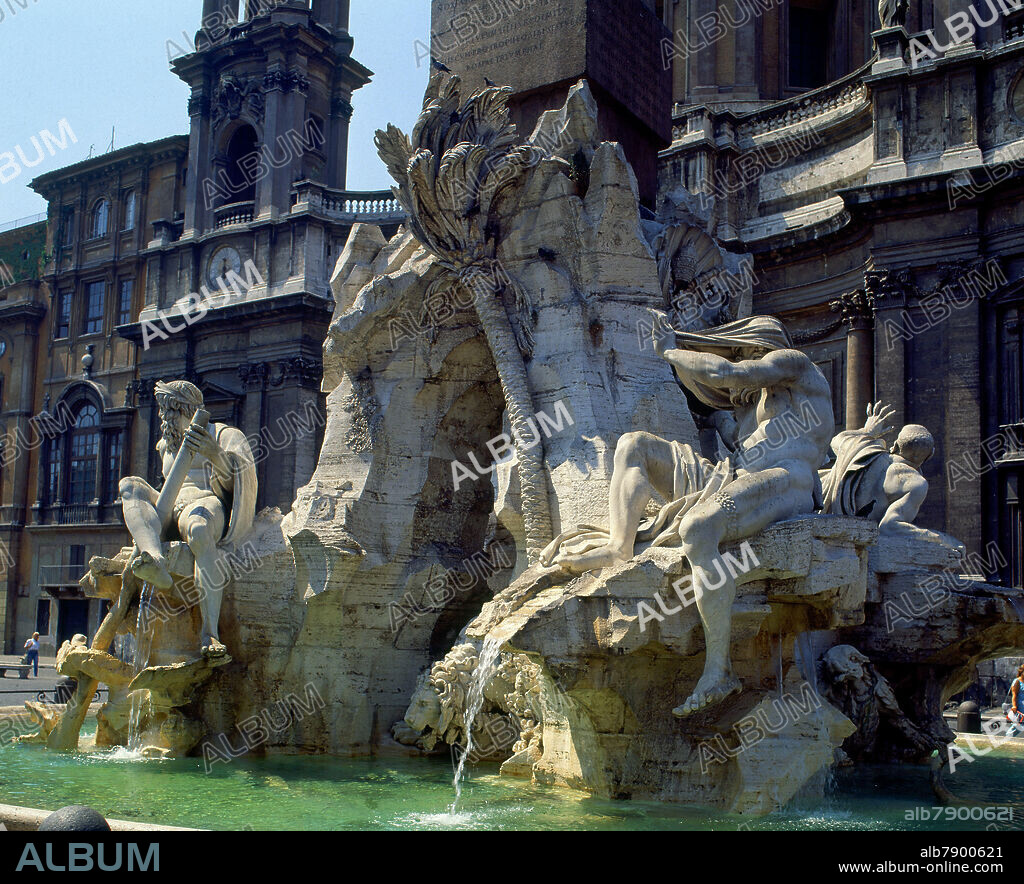 GIAN LORENZO BERNINI (1598-1680). PLAZA NAVONA FUENTE DE LOS CUATRO RIOS-1648/1651-.