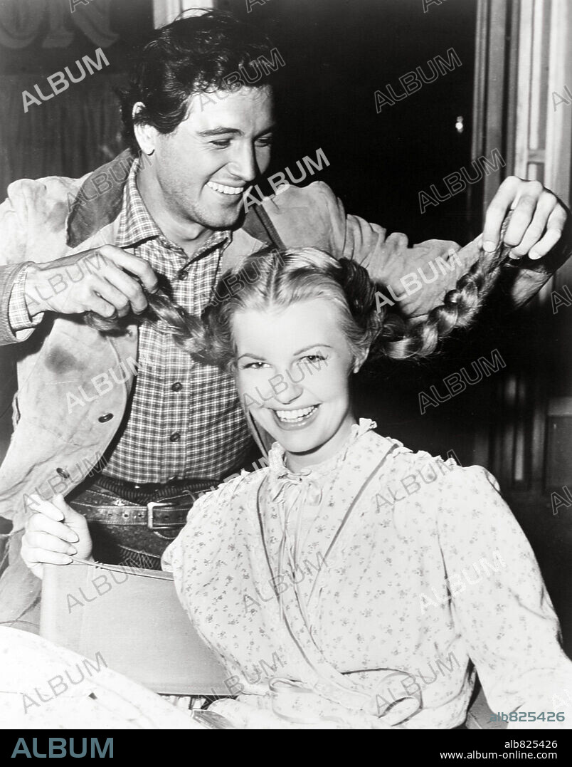 MARY CASTLE and ROCK HUDSON in THE LAWLESS BREED, 1953, directed by RAOUL WALSH. Copyright UNIVERSAL PICTURES.