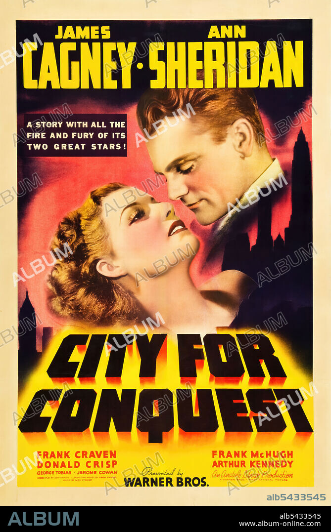 ANN SHERIDAN y JAMES CAGNEY en CIUDAD DE CONQUISTA, 1940 (CITY FOR CONQUEST), dirigida por ANATOLE LITVAK. Copyright WARNER BROTHERS.