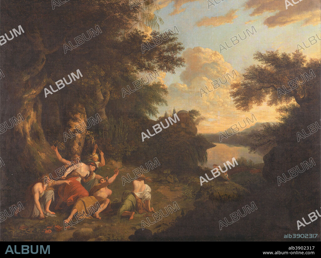 THOMAS JONES. The Death of Orpheus. Date/Period: Ca. 1770. Painting. Oil on canvas. Height: 953 mm (37.51 in); Width: 1,295 mm (50.98 in).
