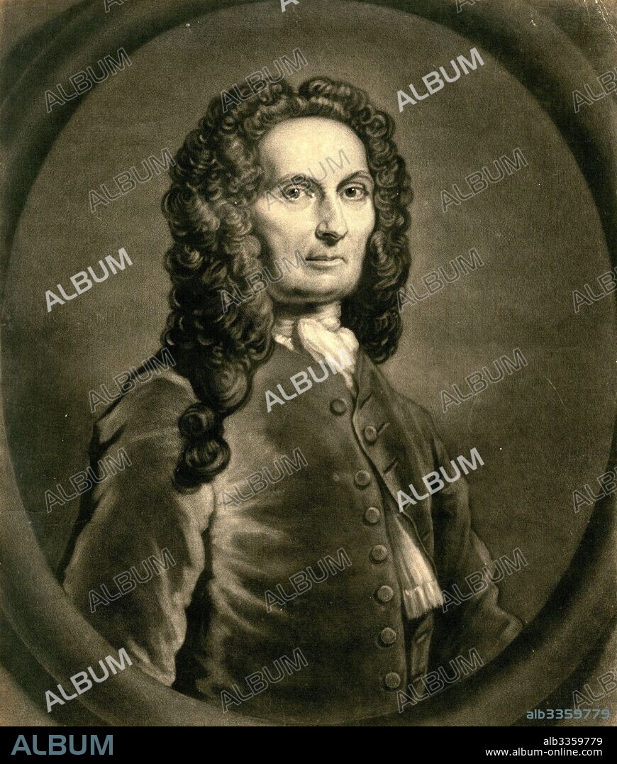 JOHN FABER. Portrait of French mathematician Abraham de Moivre (1667-1754).