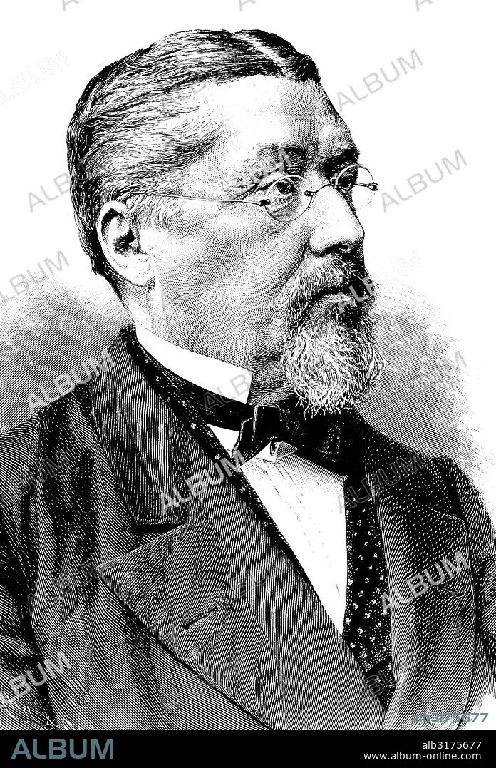 Joseph victor von scheffel, 1826 - 1886, a 19th century, widely-read german author and poet, author of short stories and epic poems, and several well-known lyrics, historical engraving, 1880.
