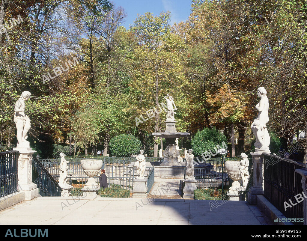 SEBASTIAN HERRERA BARNUEVO (1619-1671). ENTRADA AL JARDIN DE LA ISLA CON LA FUENTE DE HERCULES Y LA HIDRA EN EL CENTRO - SIGLO XVII.