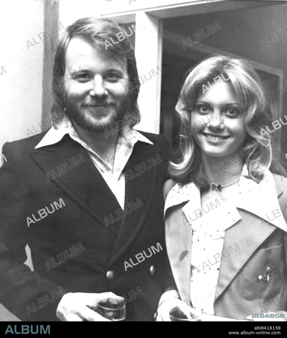 Benny Andersson, ABBA, and Olivia Newton-John during the Eurovision Song Contest in Brighton, UK, April 06, 1974.. Photo: Weine Lexius / Expressen / TT / code 32.