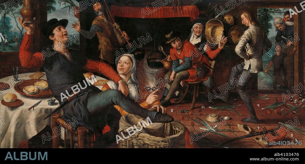 PIETER AERTSEN. The Egg Dance. Dating: 1552. Place: Antwerp. Measurements: h 84 cm × w 172 cm; w 20.5 kg.