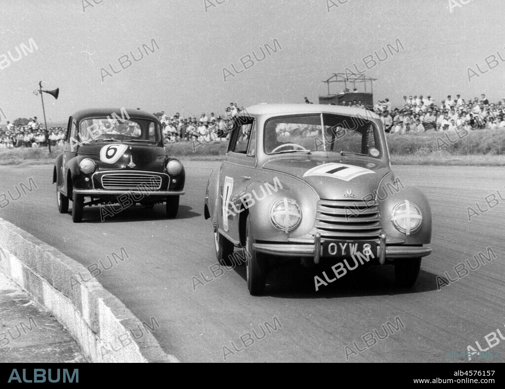 Auto Union-DKW racing Morris Minor at Silverstone 1958.