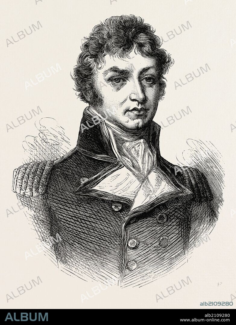 CAPTAIN (AFTERWARDS SIR PHILIP) BROKE. (From a Portrait published in 1815.) His most notable accomplishment was his victory while commanding HMS Shannon, over the USS Chesapeake on 1 June 1813, off Boston, Massachusetts, United States of America, during the War of 1812, US, USA, 1870s engraving.
