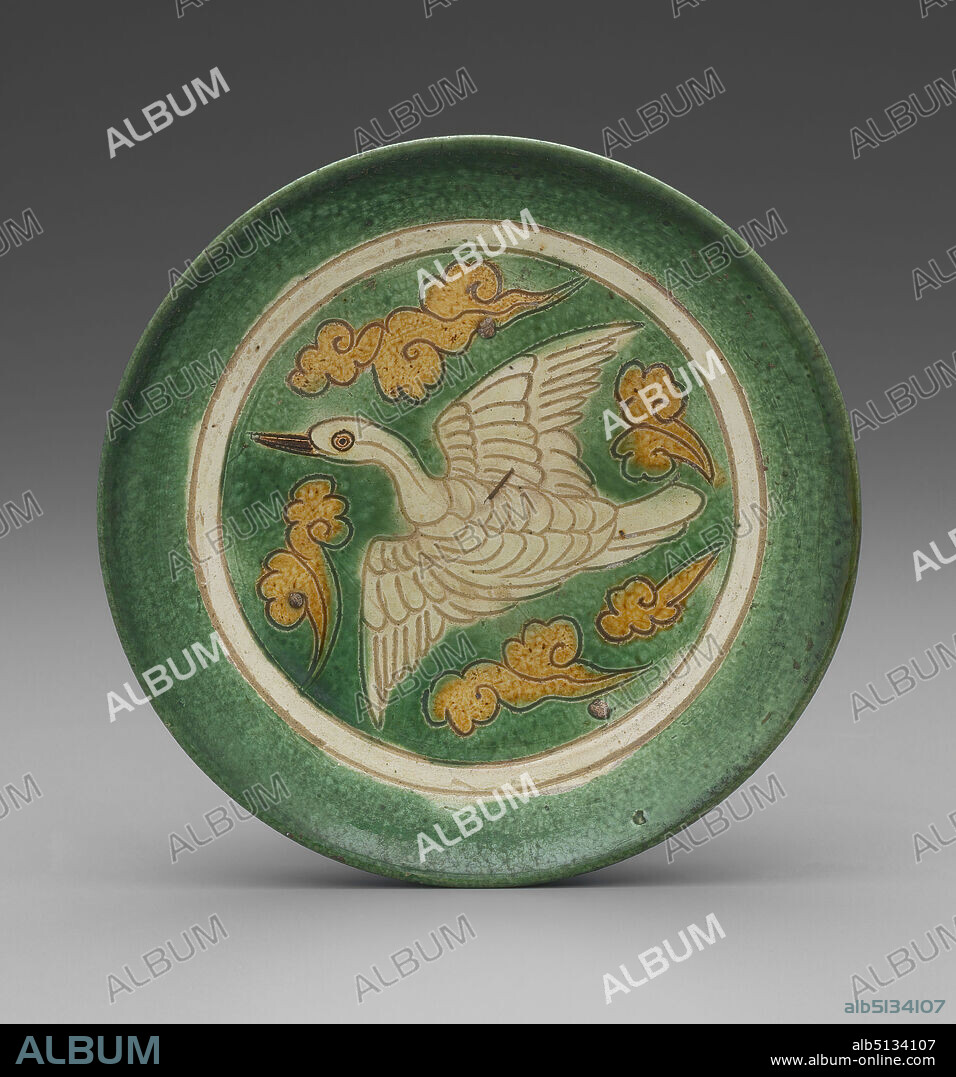 Dish with Duck Amid Clouds, 11th century, Stoneware with incised decoration and three-color (sancai) glaze, 1 in. (2.5 cm), China, Chinese, Liao dynasty (9071125), Containers - Ceramics.