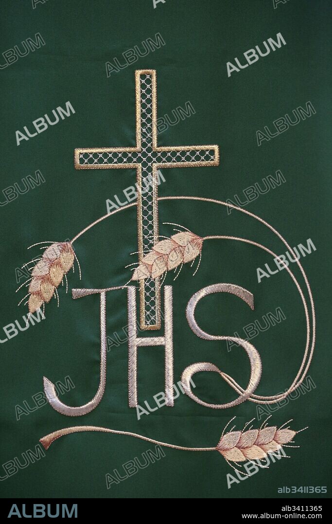 Embroidery in Maria SS, Assunta church Jesus Christ christogram or monogram.