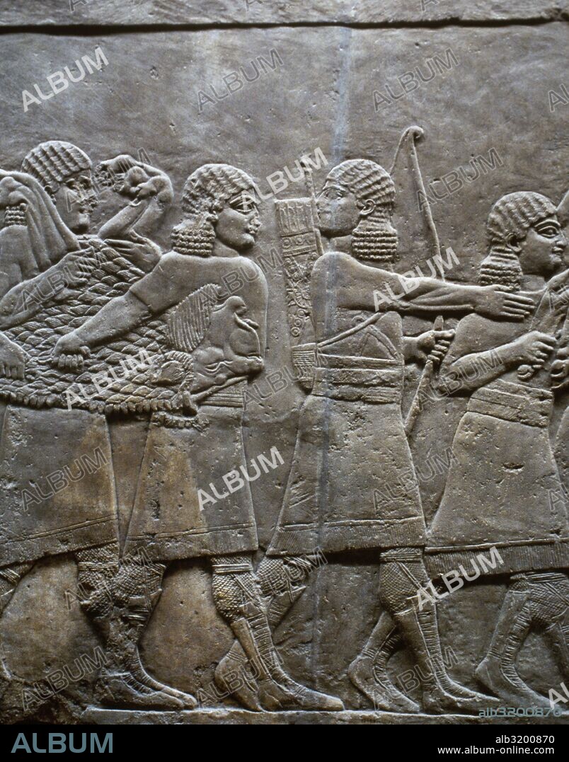 ARTE MESOPOTAMICO-ASIRIO. EL RETORNO DE LOS CAZADORES. Relieve del Palacio de Assurbanipal. Ninive. 669-630 a. C. aproximadamente. British Museum. Londres. Inglaterra.