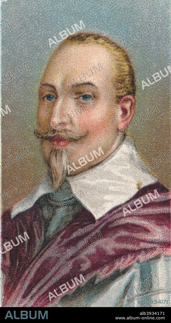 Gustavus Adolphus, King of Sweden. Gustav II Adolf (1594-1632) became King of Sweden in 1611. He was the leader of the Protestants in the Thirty Years' War (1618-1648) in Europe. He is the only Swedish king to be styled the Great. Taken from the 'Leaders of Men' cigarette cards produced by Ogdens 1924.