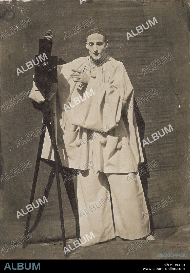 NADAR. Pierrot photographe dit aussi Le Mime Deburau avec un appareil photographique Pierrot the photographer. Date/Period: 1854. Photograph. Height: 280 mm (11.02 in); Width: 210 mm (8.26 in).