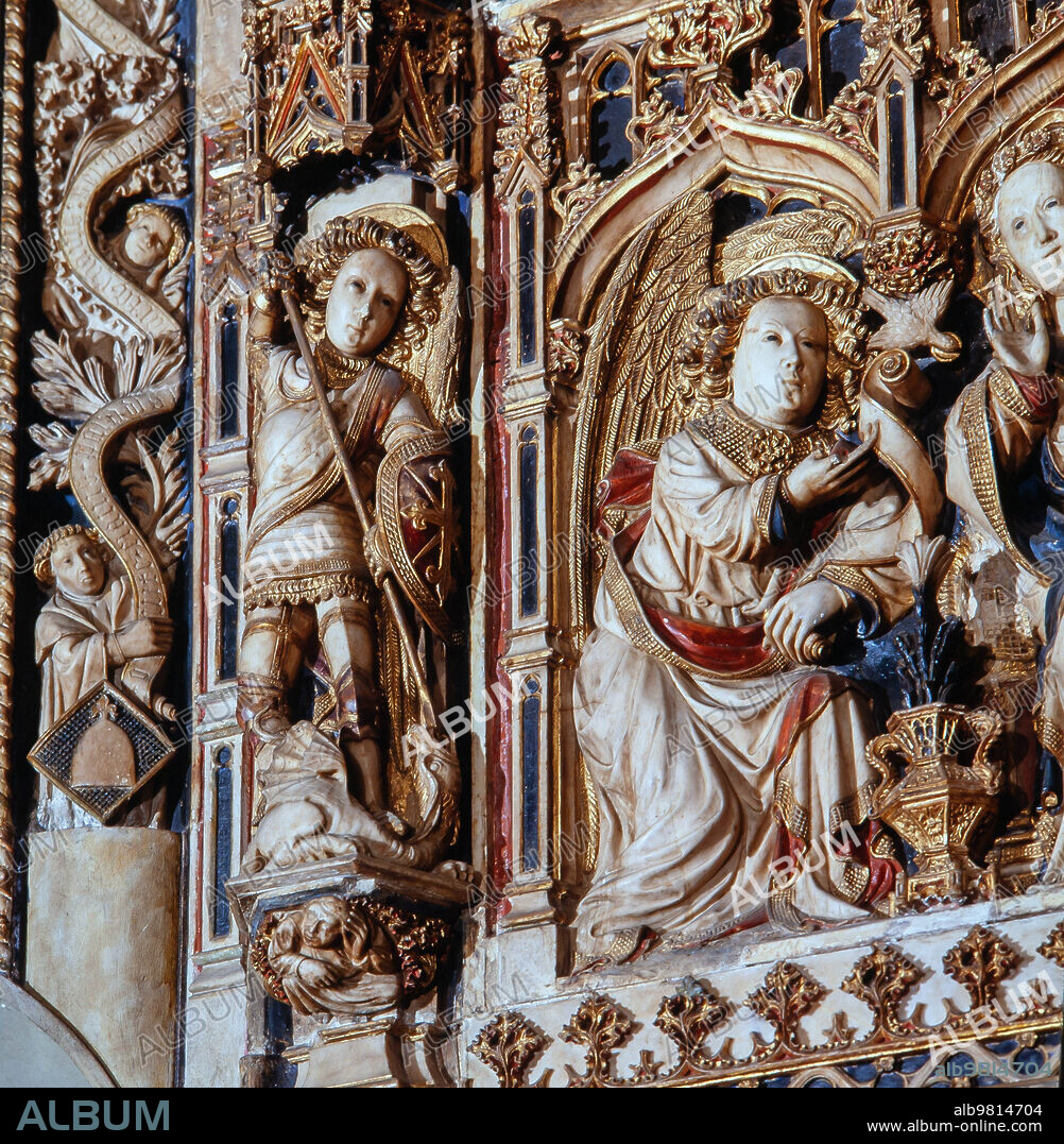 Retablo mayor de la Catedral de Vic. 'Sant Jordi' (detalle) por Pere Oller, 1420-1428.