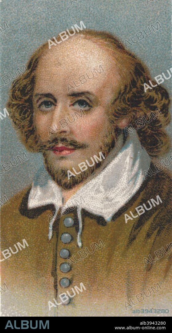 William Shakespeare, English poet and playwright. Portrait of Shakespeare (1564-1616), widely regarded as the greatest writer of the English language. Taken from the 'Leaders of Men' cigarette cards produced by Ogdens 1924.