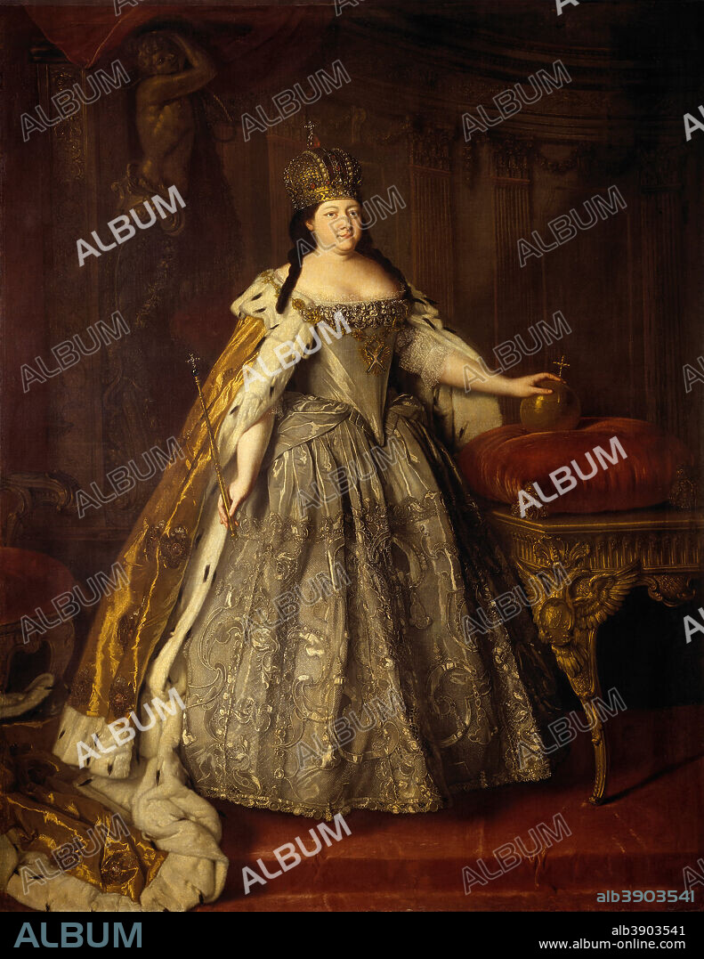 LOUIS CARAVAQUE. Portrait of Empress Anna Ioannovna. Date/Period: 1730. Painting. Oil on canvas. Height: 262 cm (103.1 in); Width: 205 cm (80.7 in).