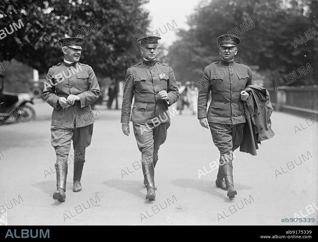 HARRIS & EWING. Fred R. Brown, Lt. Col. Sherer; Brown; Major Joseph Compton Castner, 1917.