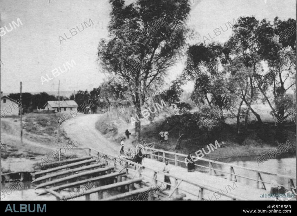Lugansk or Luhansk Ukraine. Bridge on the river Luganka ca. before 1917.