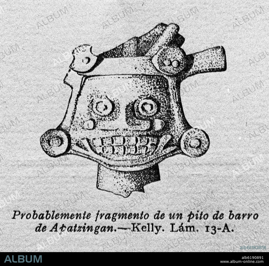 PROBABLEMENTE FRAGMENTO DE UN PITO DE BARRO DE APATZINGAN - I. KELLY - LAMINA 13 A.