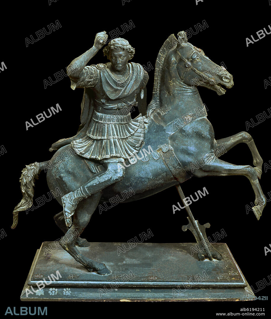 *ALEJANDRO MAGNO A LOMOS DE BUCEFALO- S I AC -BRONCE-ESCULTURA GRIEGA.