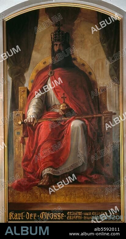 Karl I. der Große, König der Franken. (768-814), römischer Kaiser (seit 800). 2.4.747 - Aachen 28.1.814. Porträt. Gemälde von Philipp Veit, 1843. Frankfurt a. M., Römer, Kaisersaal.