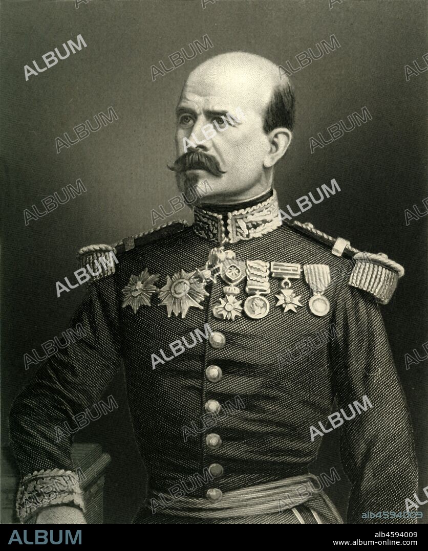 WILLIAM HOLL. 'General Trochu', c1872. Portrait of Louis Jules Trochu (1815-1896), French military leader and politician. From "The Franco-Prussian War: its causes, incidents and consequences", Volume II, by Captain H M Hozier. [William Mackenzie, London, 1872].