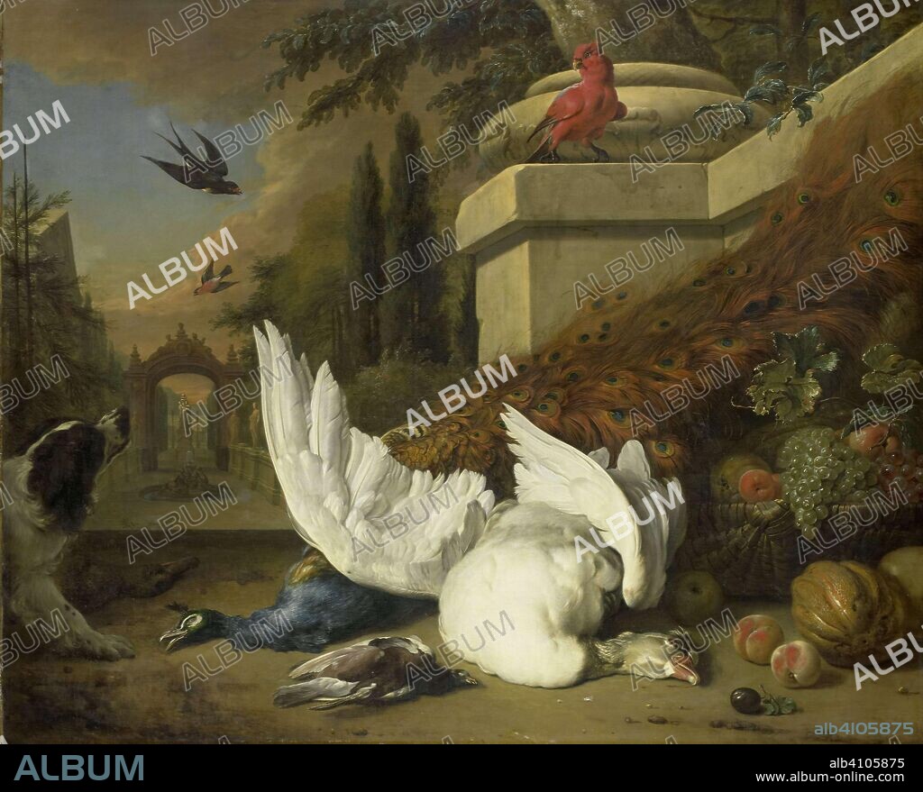 JAN WEENIX. A Dog with a dead Goose and Peacock (A Study of Game and Fruit). Dating: c. 1700. Measurements: h 139 cm × w 170 cm; d 14 cm.