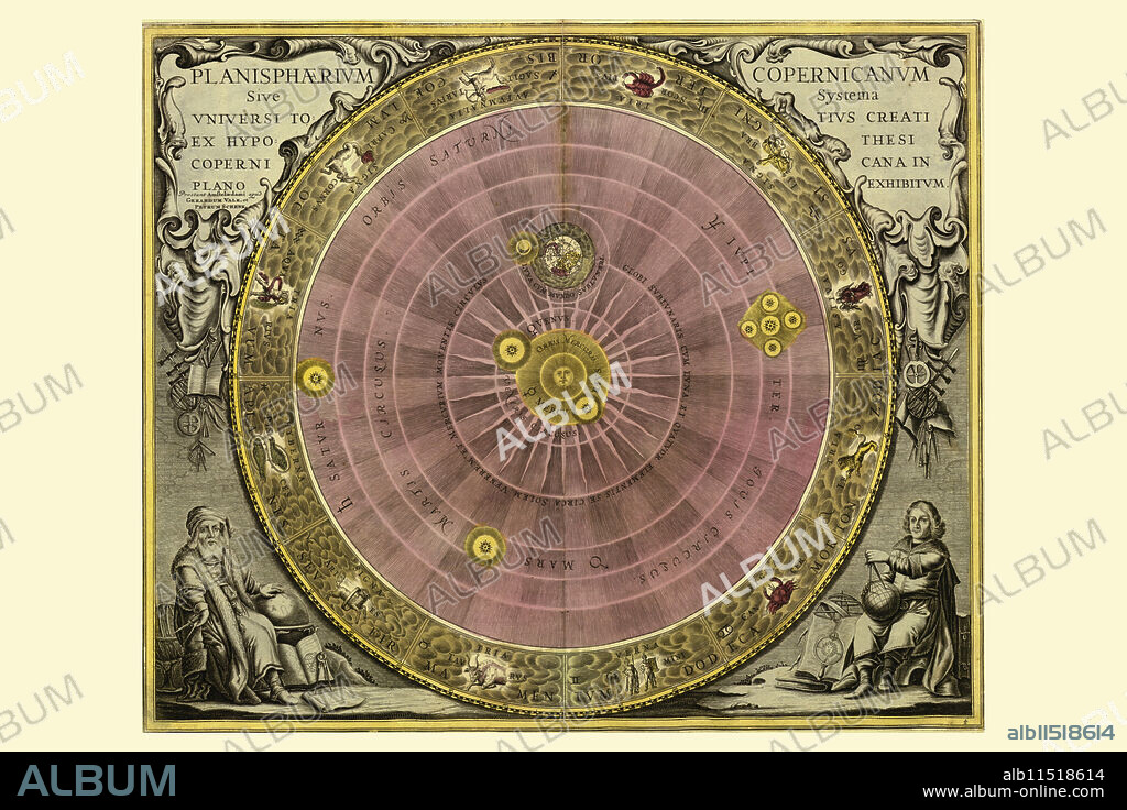 ANDREAS CELLARIUS. Star atlas published by Johannes Janssonius. Prints depict the world systems of Claudius Ptolemy, Nicolaus Copernicus and Tycho Brahe. Also star maps of the classical and Christian constellations introduced by Julius Schiller in his Coelum stellatum christianum of 1627.