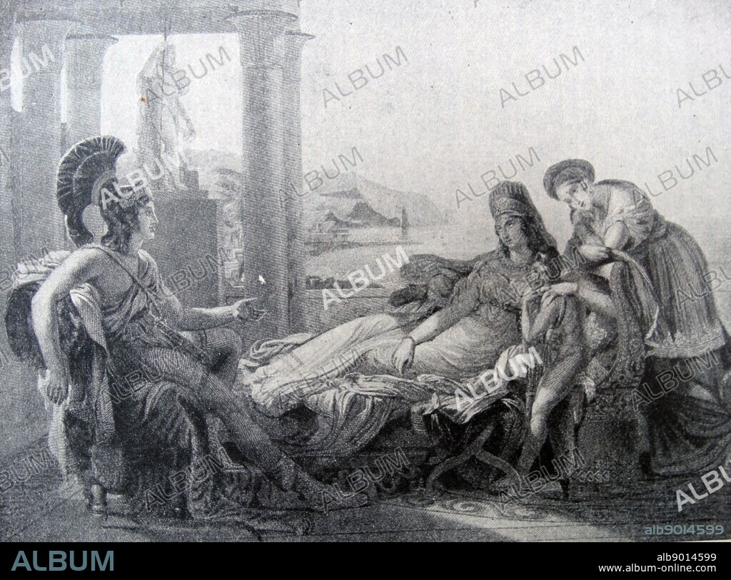 Painting titled Aeneas and Dido depicting the Queen of Carthage listening to the story of the siege of Troy by Pierre-Narcisse Guérin (1774-1833) a French painter. Dated 19th Century.
